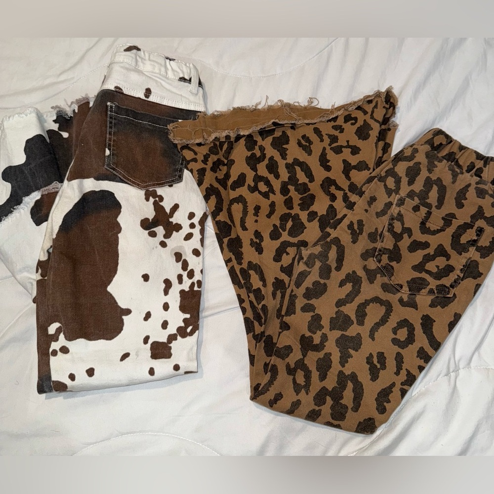 Bundle Kids' Brown and White Animal Print Jeans‎